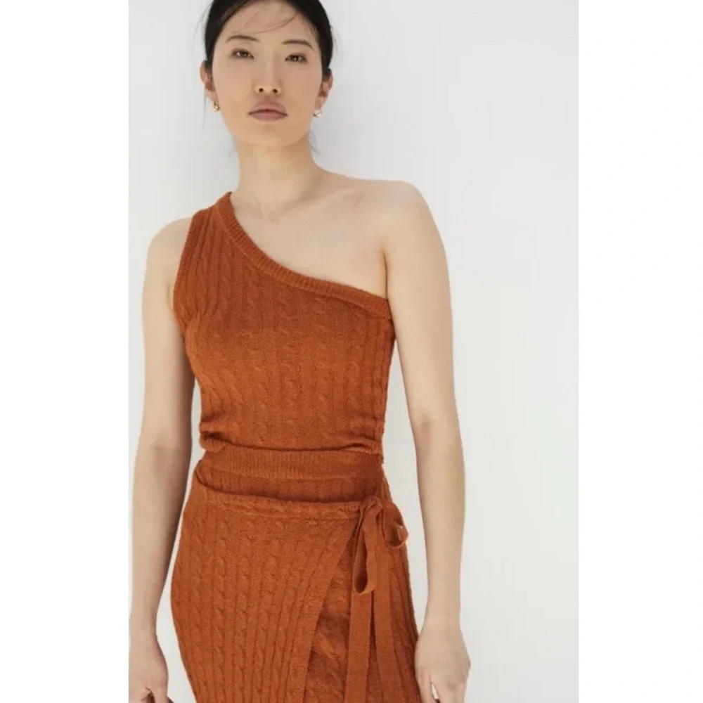 Anthropologie Current Air Ribbed Knit Skirt Set New Size XS ANTHRO Boho Midi NWT - Picture 3 of 6